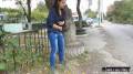 Huge Public Piss in Tight Blue Jeans